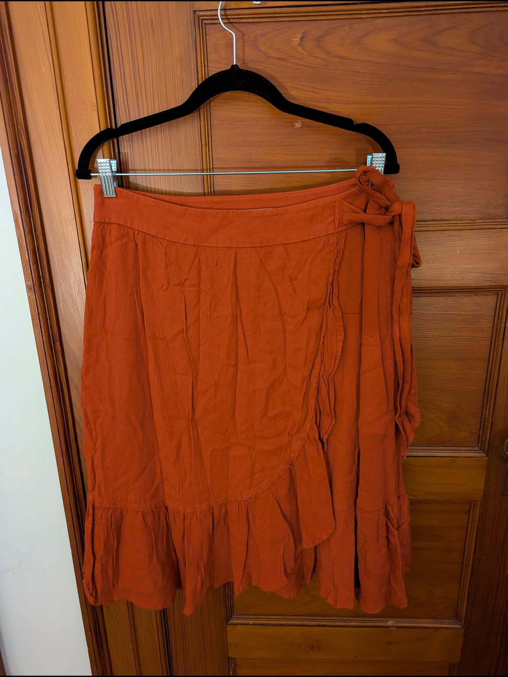 LOFT Burnt Orange Asymmetrical Wrap Skirt